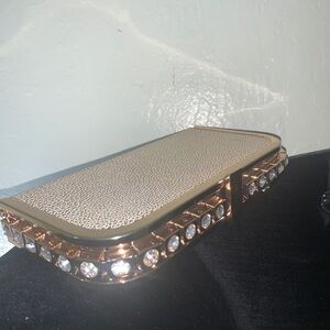 Beige crystal clutch